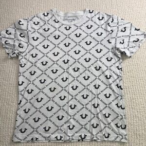True Religion All‎ Over Print T-Shirt Mens Small Horseshoe Logo